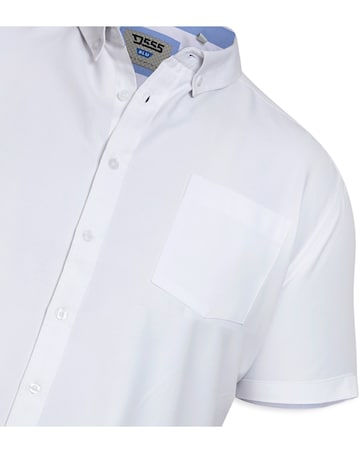D555 Big & Tall James S/S Button Down Oxford Shirt with Chest Pocket - White