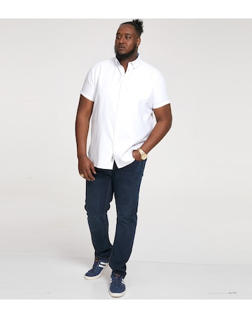 D555 Big & Tall James S/S Button Down Oxford Shirt with Chest Pocket - White