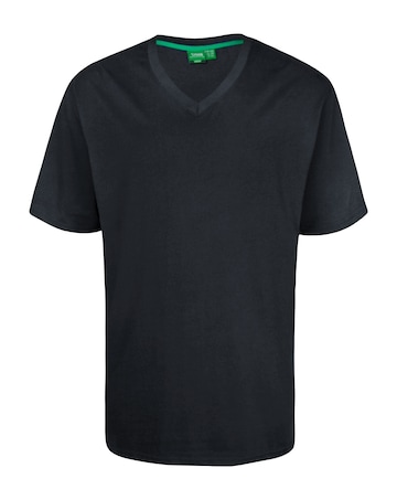 D555 Big & Tall Signature Premium Weight Combed Cotton V Neck T-Shirt - Black