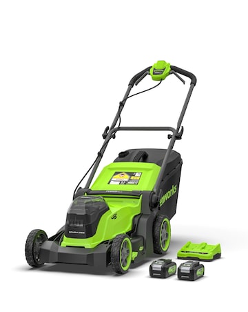 Greenworks 48V 41cm Cordless Lawnmower ( Batteries & 4A Dual Port Charger)