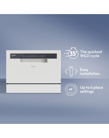 Candy Rapido Table Top Dishwasher- White + Installation