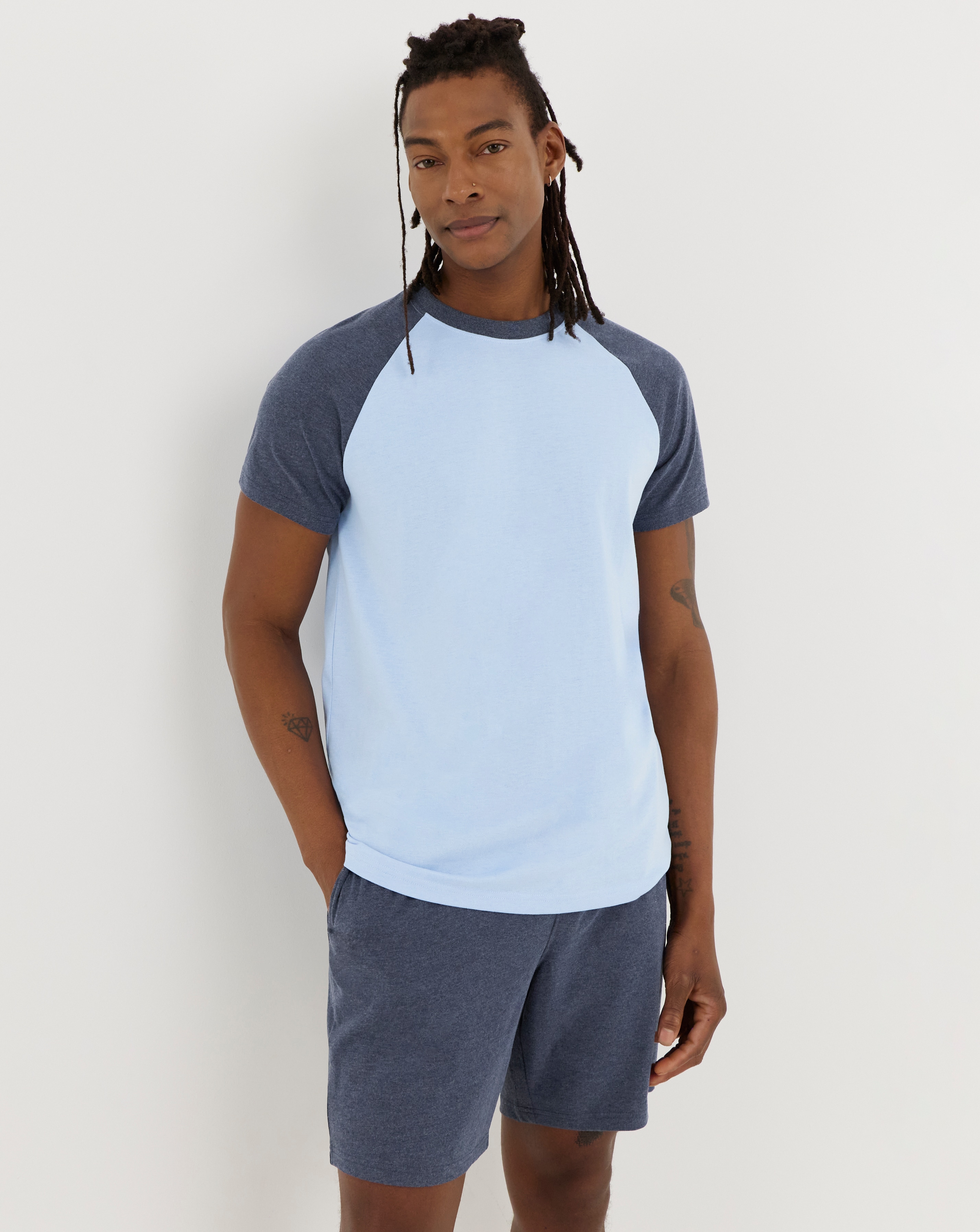 Raglan Marl T-Shirt And Short Pyjama Set