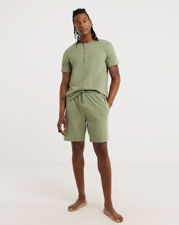 Marl Grandad T-Shirt And Short PJ Set