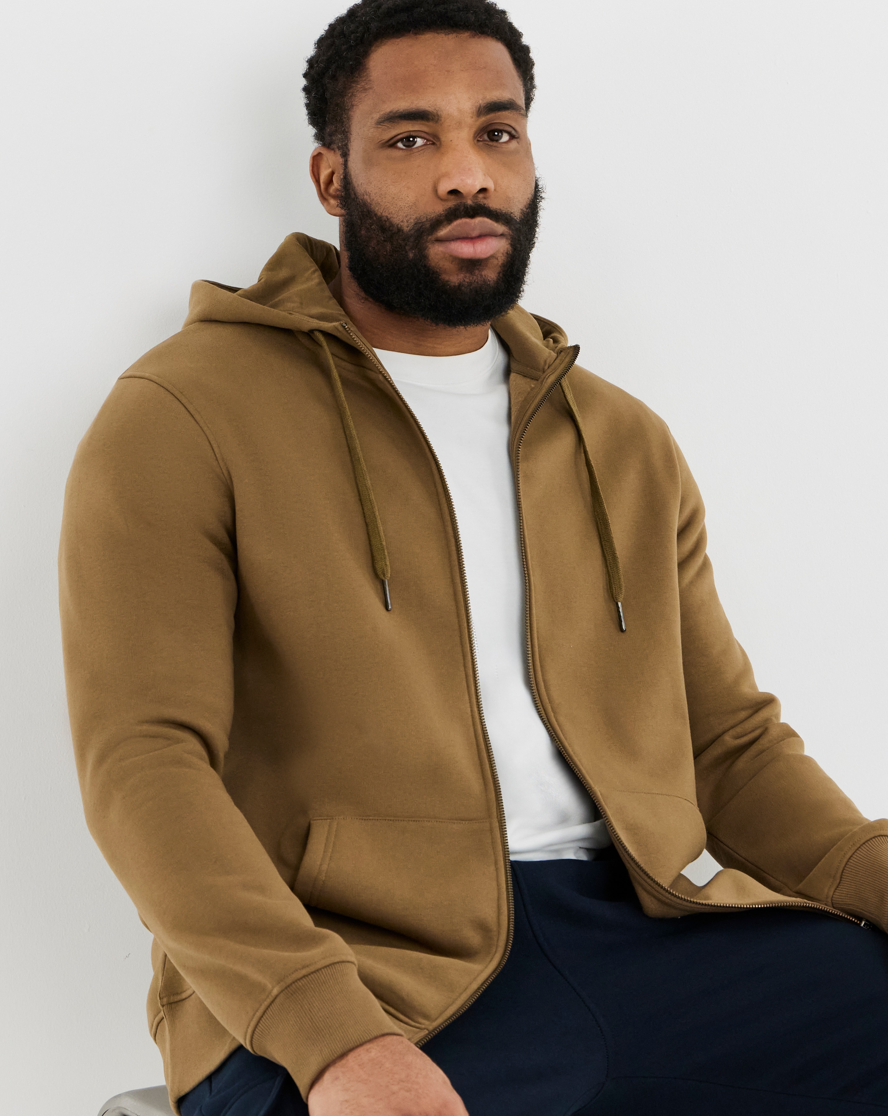 New In - Full Zip Hoodie Long - Beige