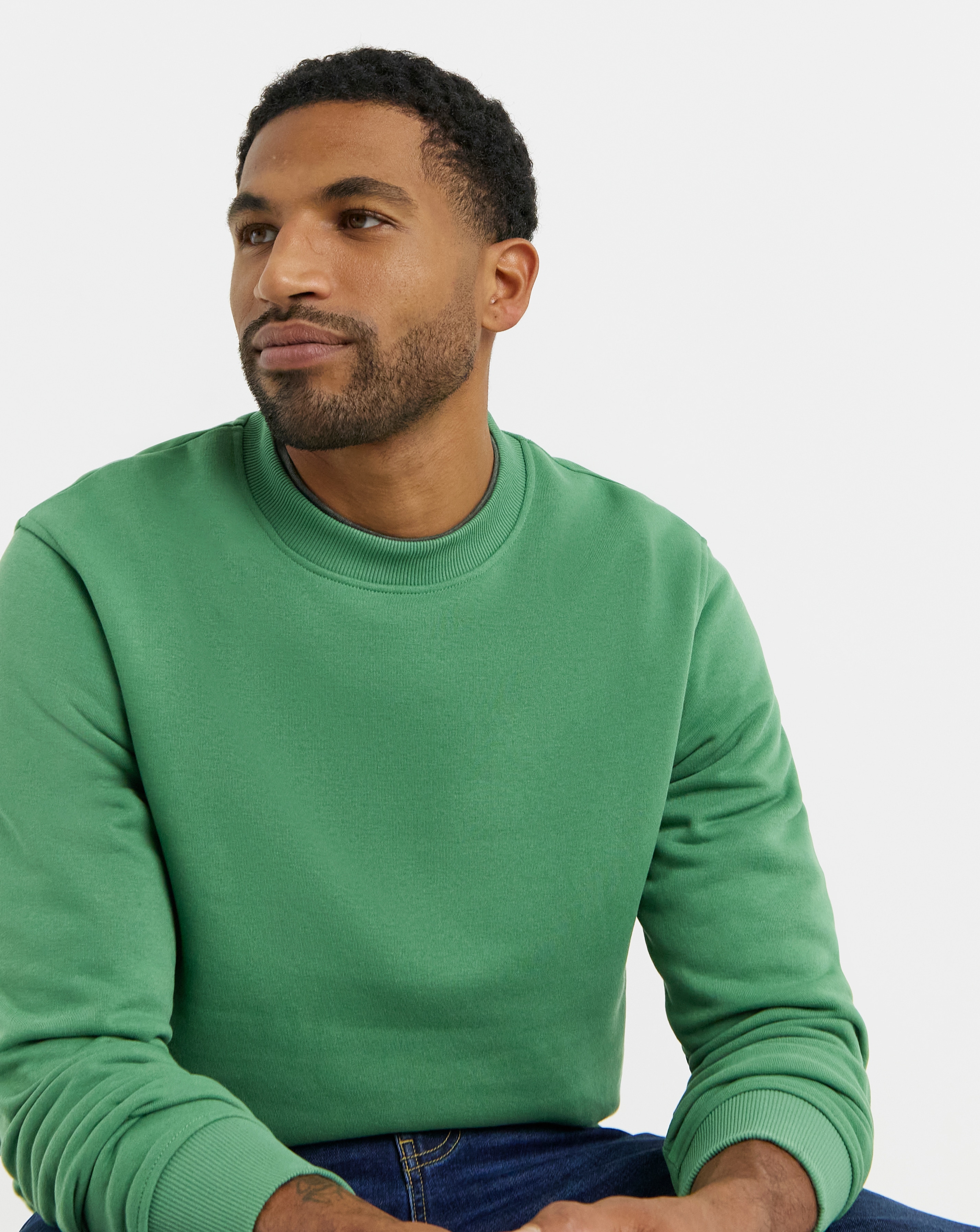 Crew Neck Sweatshirt Long- Green