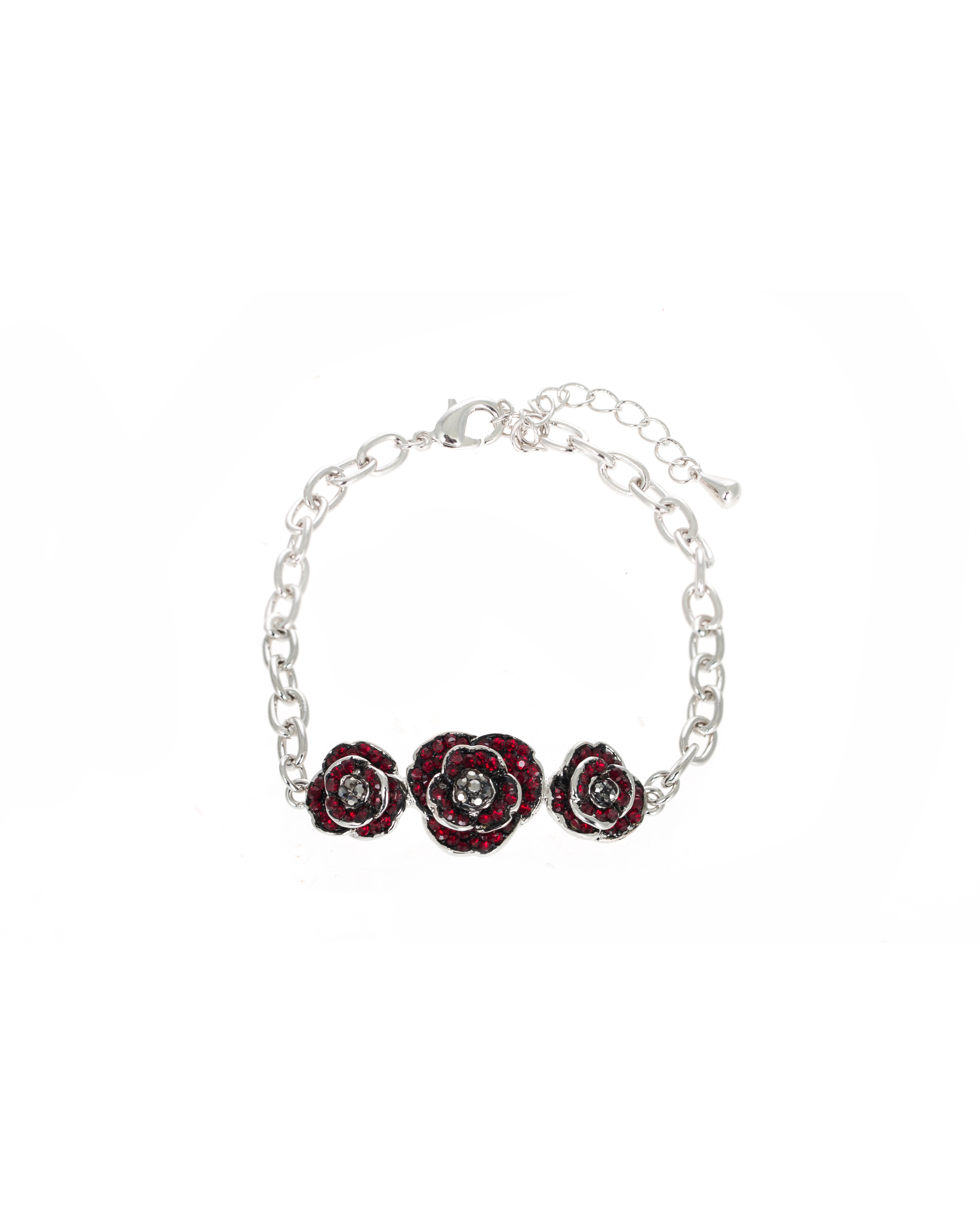 Rhodium plated crystal Poppy bracelet
