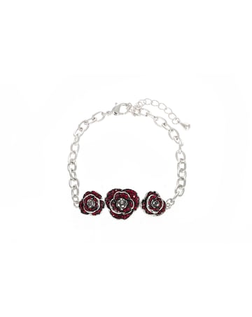 Rhodium plated crystal Poppy bracelet