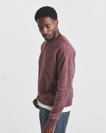 Union Garment Dyed Relaxed Crew Sweatshirt-Burgundy