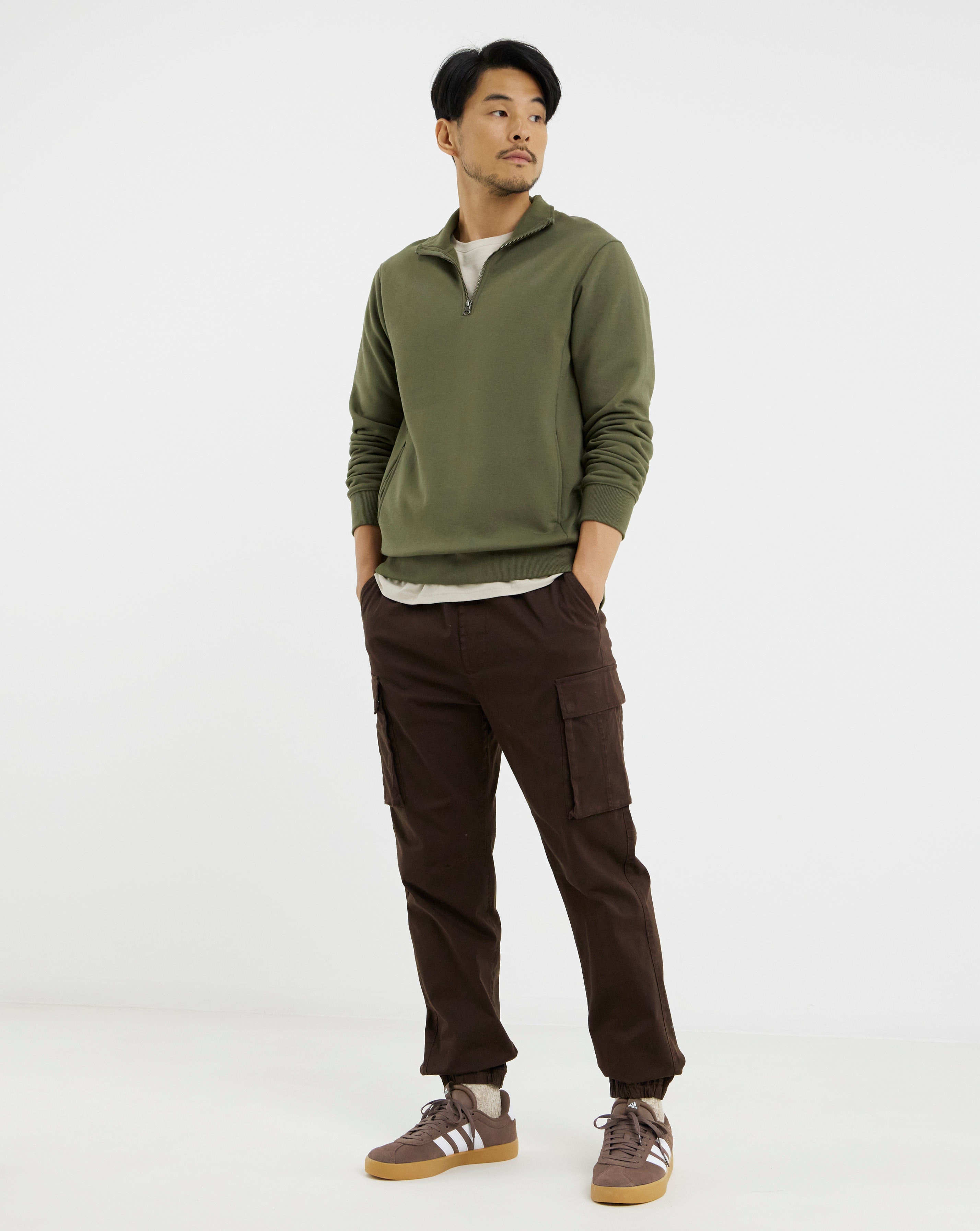 1/4 Zip Funnel Neck Sweatshirt