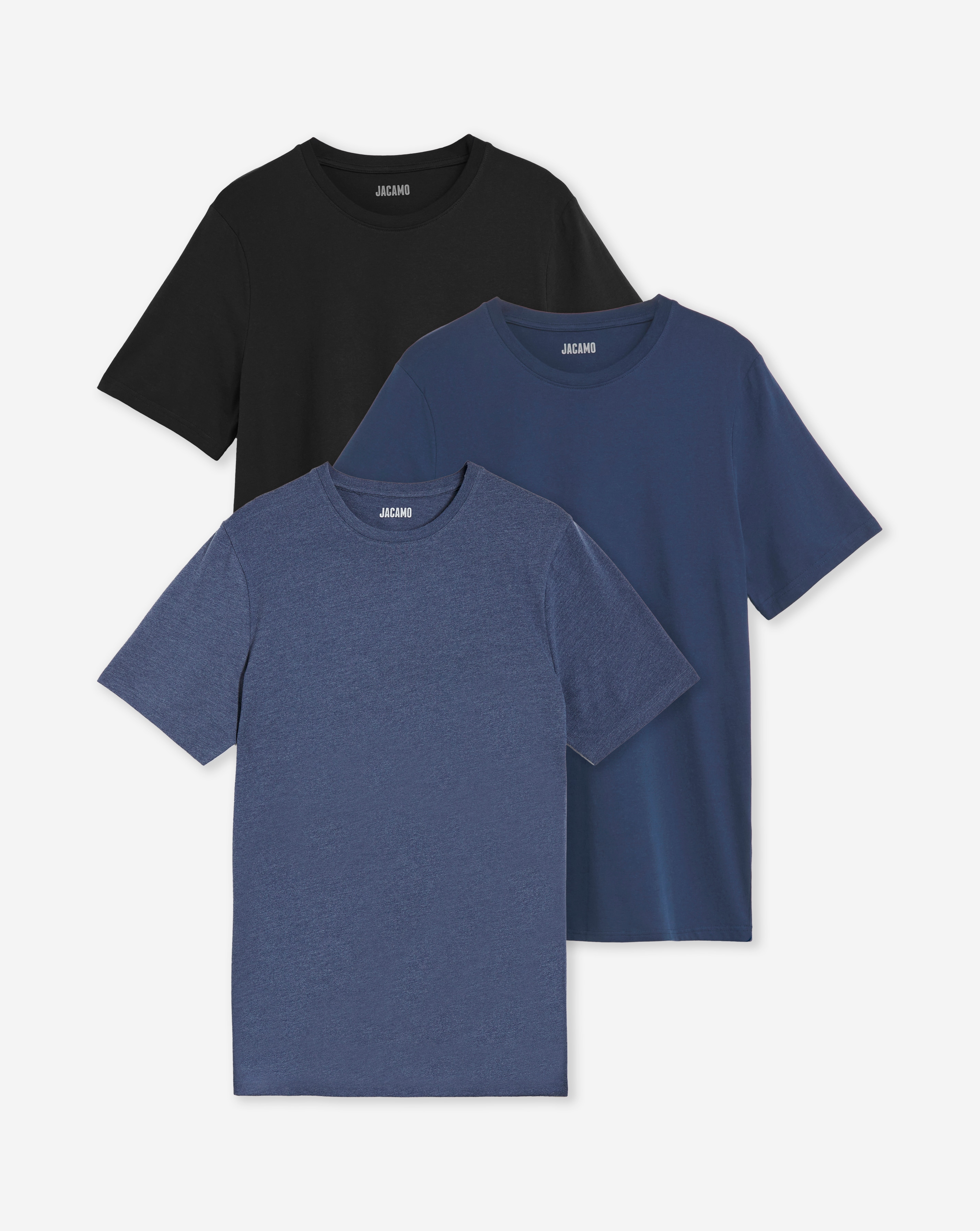 3 Pack T-Shirts- Black/Navy/Denim