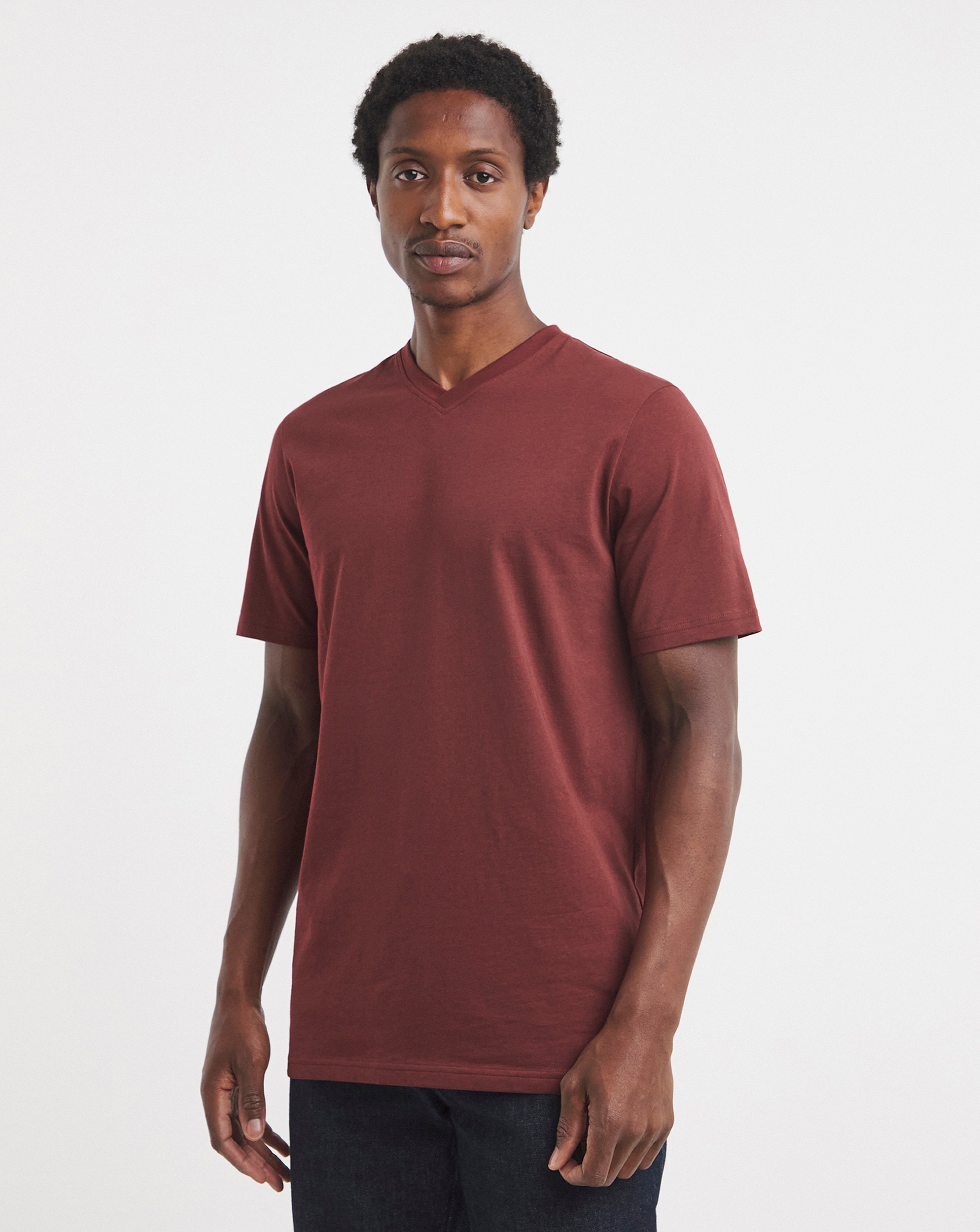 Pure Cotton V Neck T-Shirt Long
