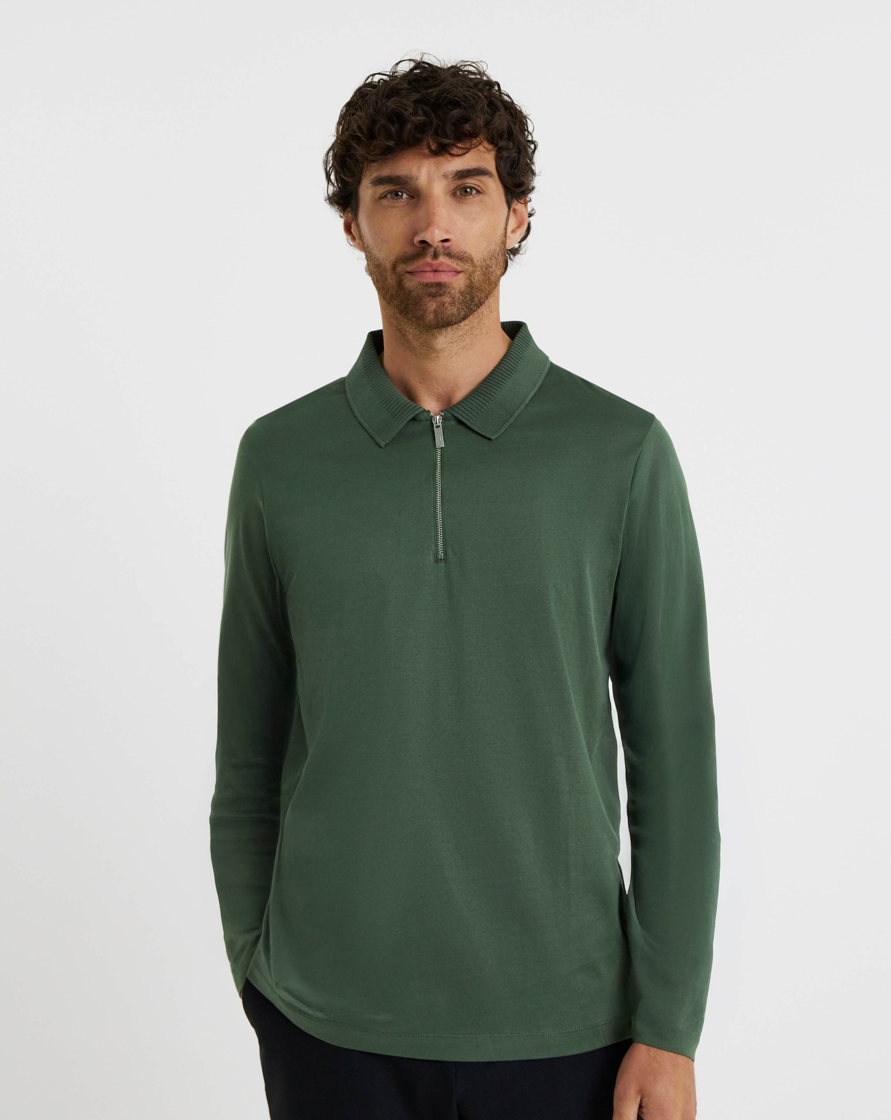 Folio Mercerised Su Zip Long Sleeve Polo