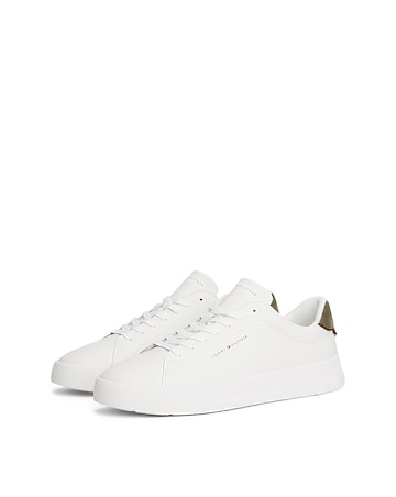 Tommy Hilfiger Court Leather Trainer - Ecru/Green