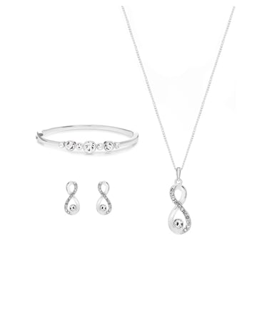 Jon Richard Silver Plated Crystal Infinity Jewellery Set - Gift Boxed
