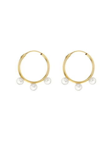 9ct Gold Fresh Pearls Hoops