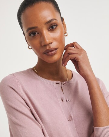 Pink Crew Neck Cardigan