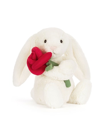 JellyCat - Bunny with Rose, Cream