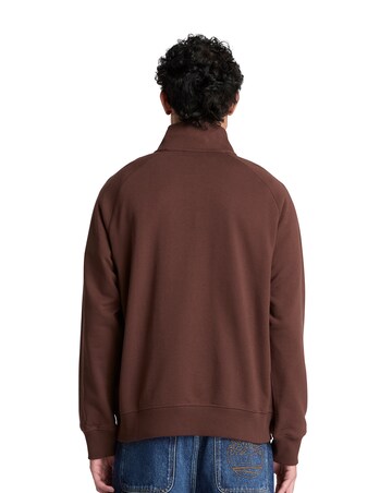 Timberland Exeter River Tree Embroidered Logo Quarter Zip Sweatshirt - Coffee