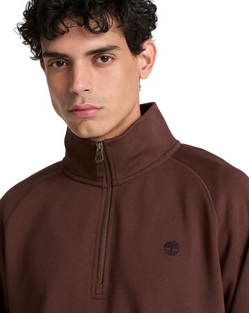Timberland Exeter River Tree Embroidered Logo Quarter Zip Sweatshirt - Coffee