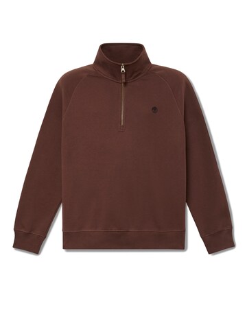 Timberland Exeter River Tree Embroidered Logo Quarter Zip Sweatshirt - Coffee
