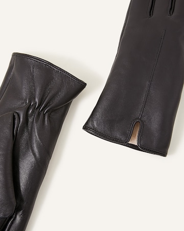 Faux Fur-Lined Leather Gloves