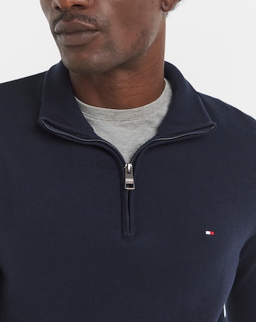 Tommy Hilfiger Essential Cotton 1/4 Zip Jumper - Navy