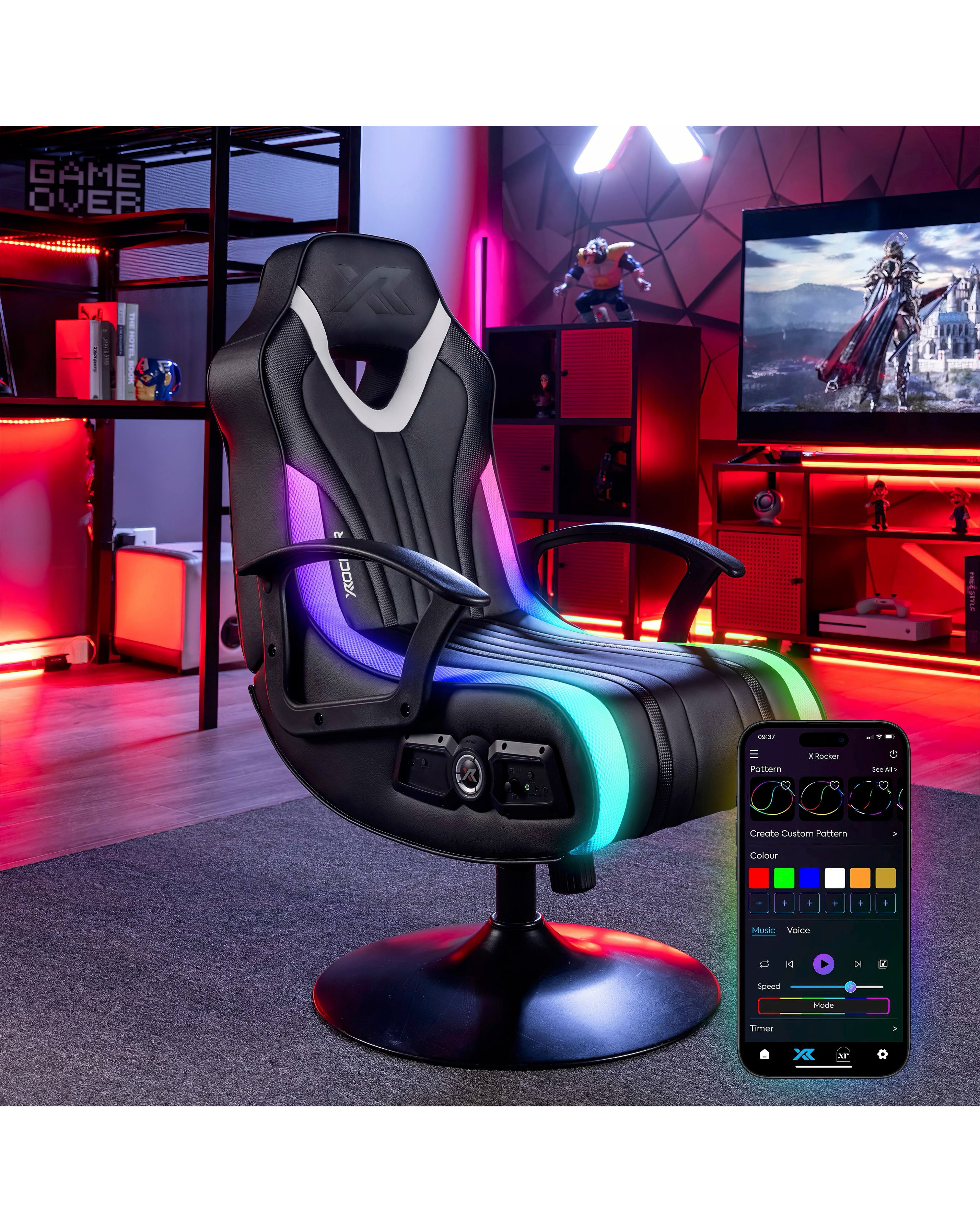 X Rocker Fury RGB Pedestal Gaming Chair