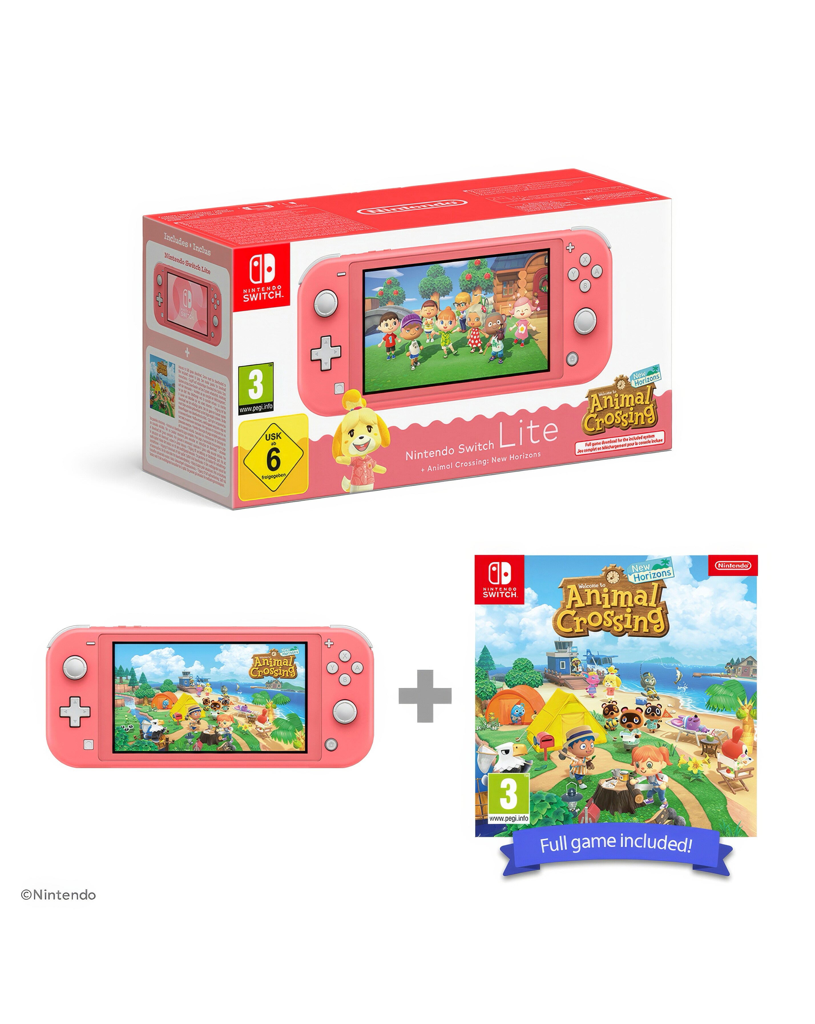 Switch Lite Coral + Animal Crossing