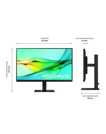 Samsung 27in ViewFinity S6 S60UD 100Hz QHD Ergonomic Monitor - Black