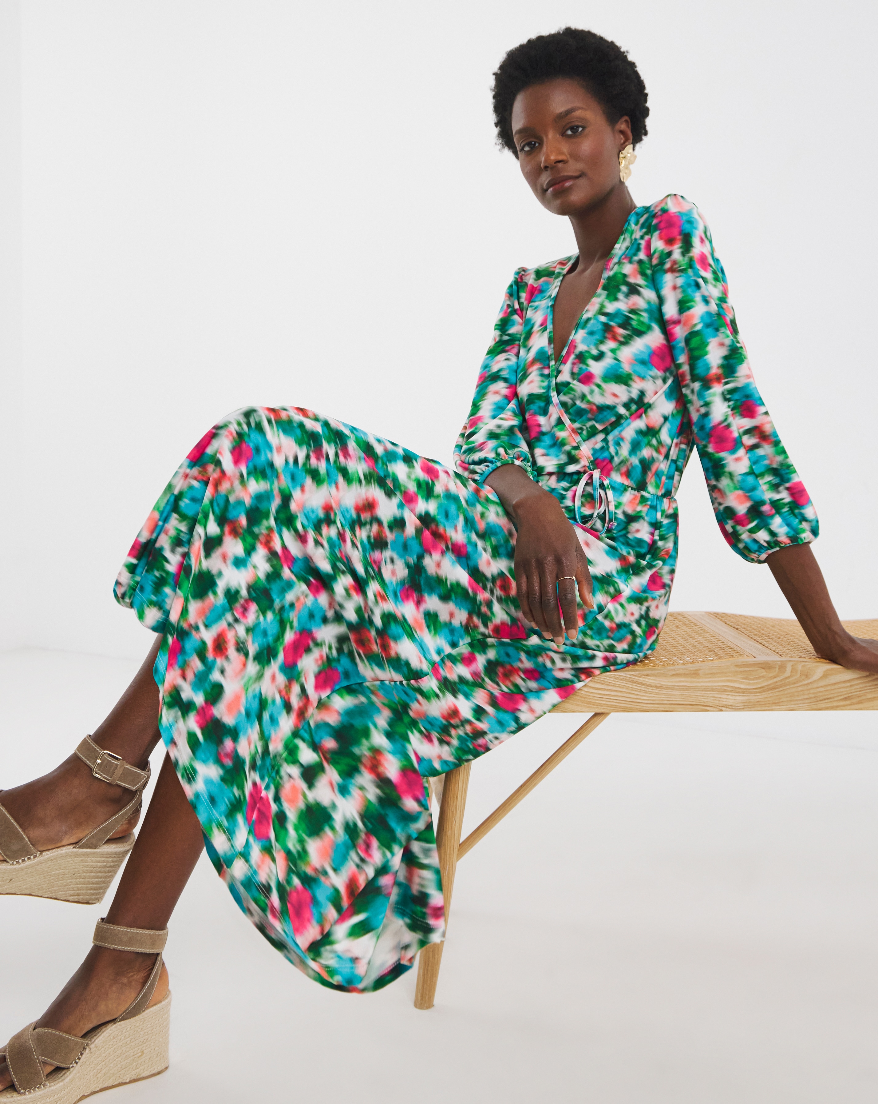 Jersey Ruched Front Midi Dress