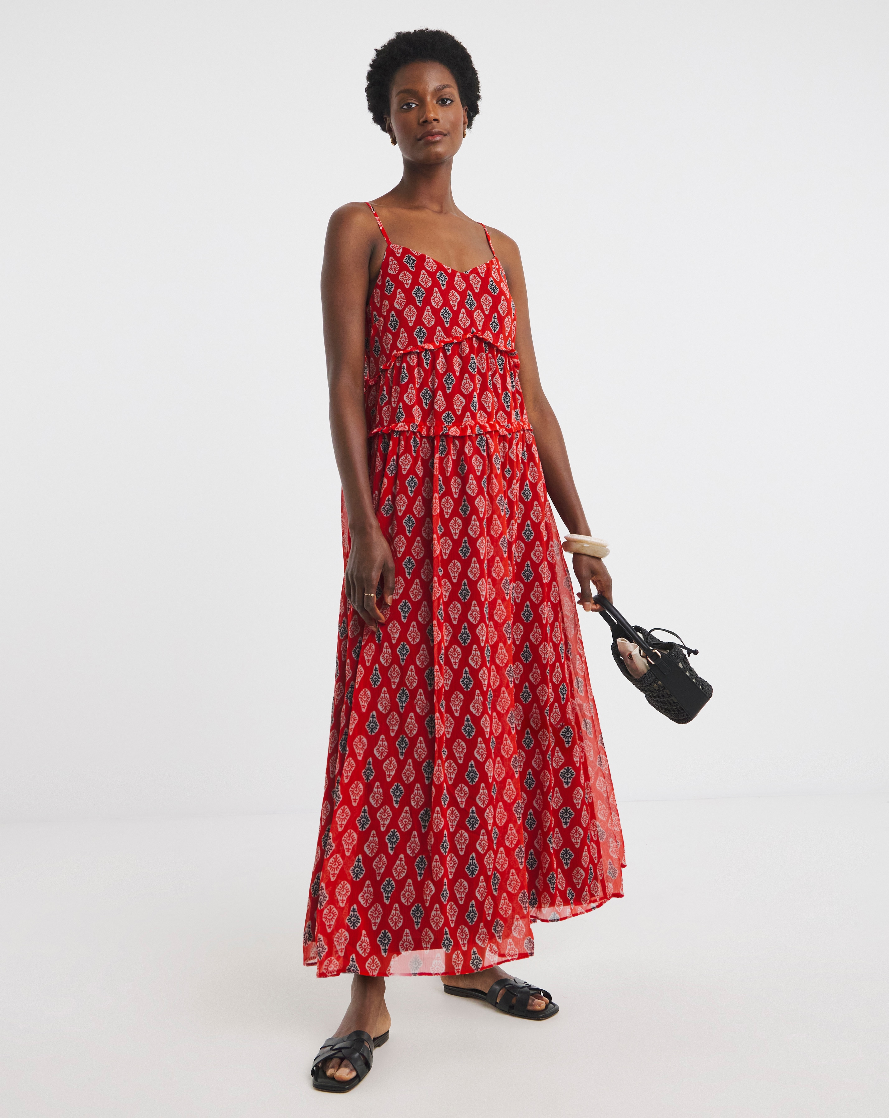 Chiffon Sleeveless Tiered Dress