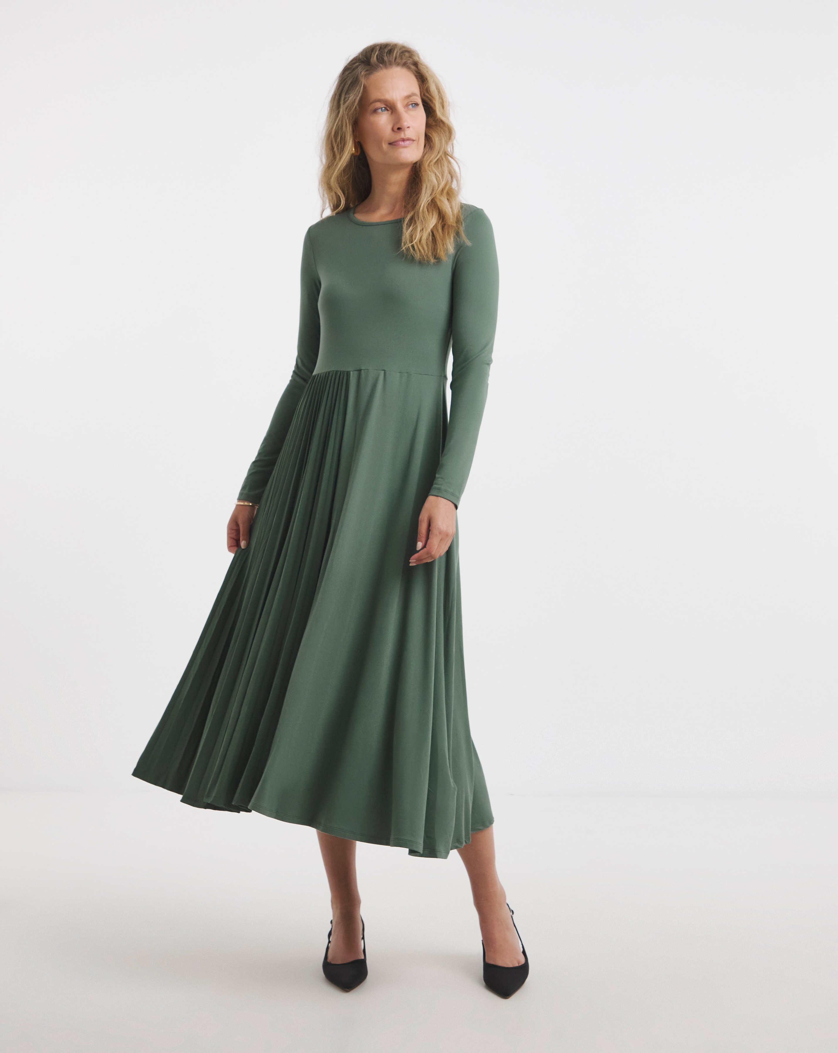 Pleated Panel Maxi Dress