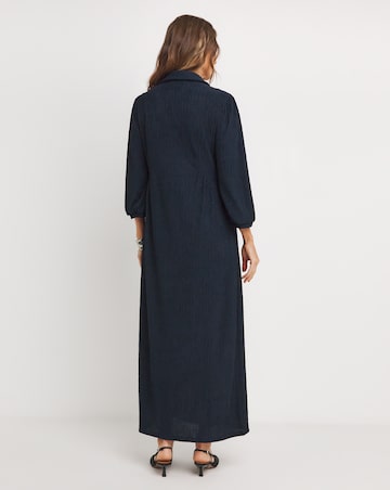 Textured Jersey Collared Midi Dress