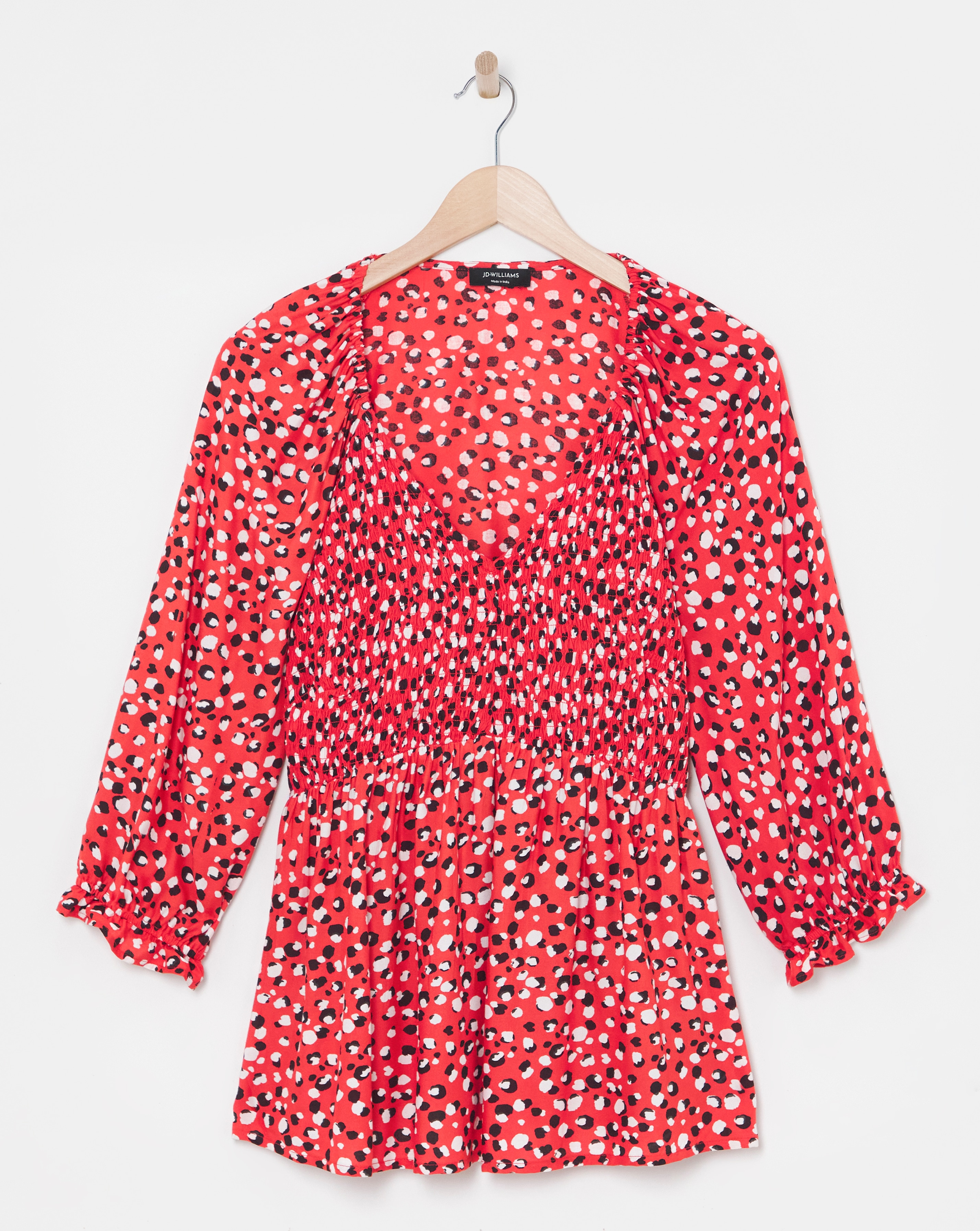 Shirred Bodice V Neck Top