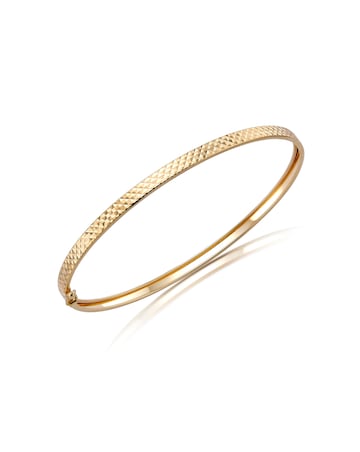 9ct Gold Diamond Cut Flat Tube Bangle