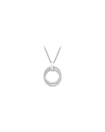 9ct Gold CZ Linked-Rings Pendant & Chain
