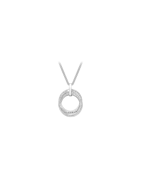 9ct Gold CZ Linked-Rings Pendant & Chain