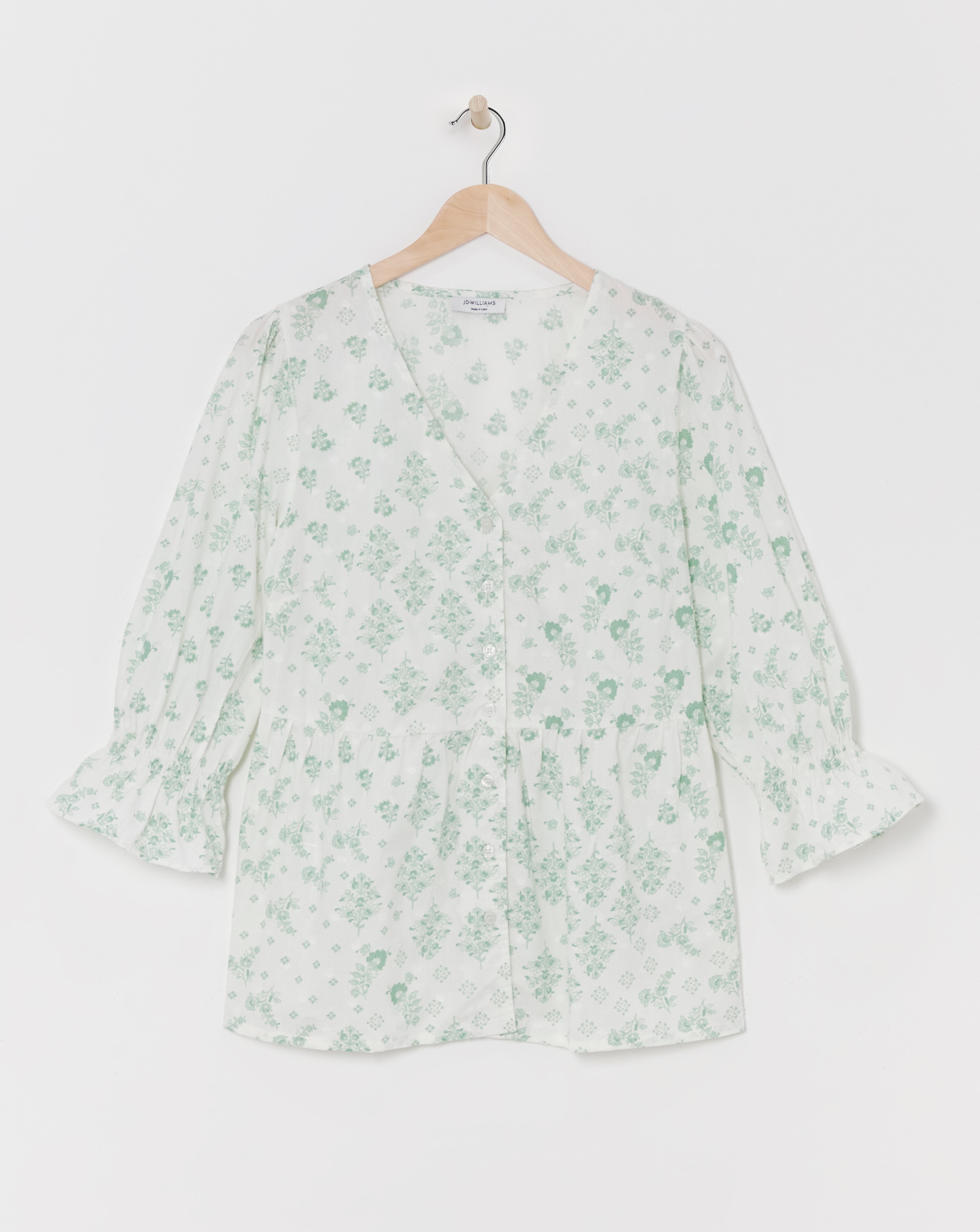 Cotton Dobby Puff Sleeve Top