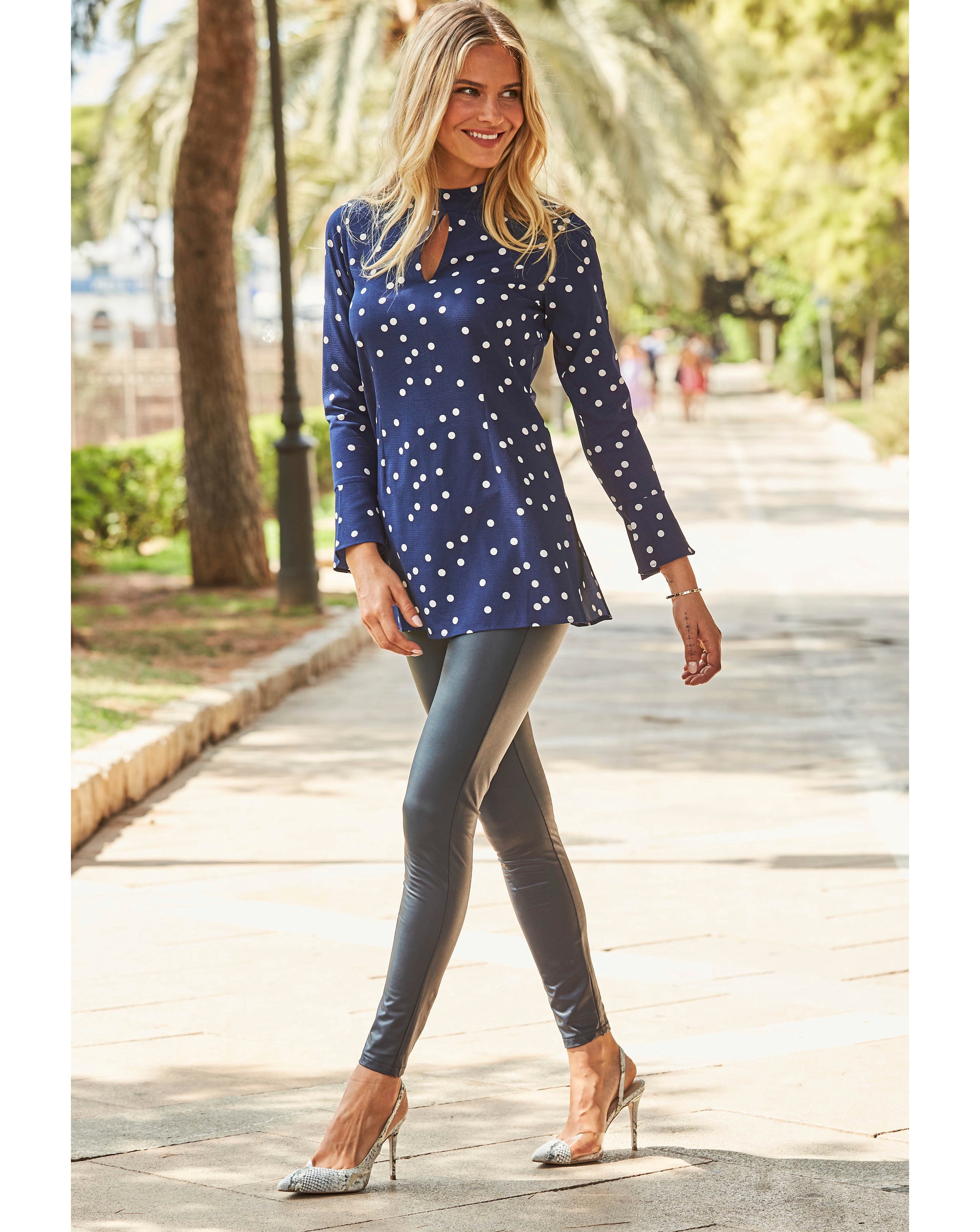 Sosandar Spot Print Detail Fluted Top