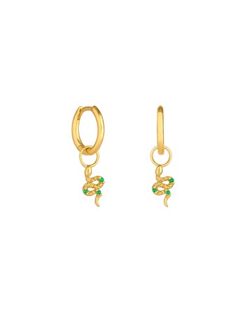Inicio 14K Real Gold Plated Recycled Brass Serpant Charm Earrings - Gift Pouch