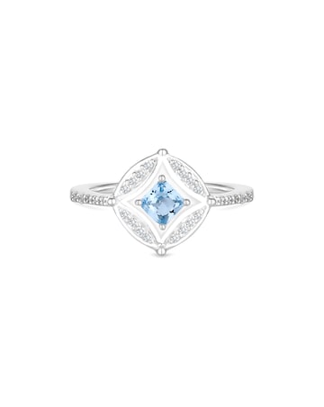 Simply Silver Sterling Silver 925 Blue Spinel And Cubic Zirconia Ring