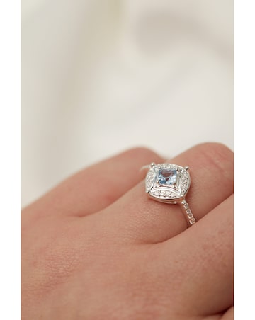 Simply Silver Sterling Silver 925 Blue Spinel And Cubic Zirconia Ring