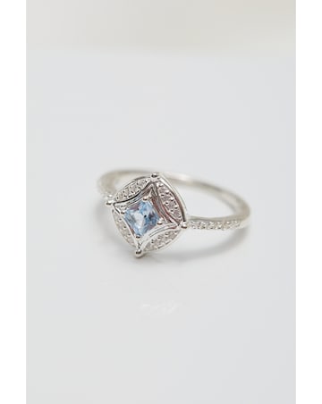 Simply Silver Sterling Silver 925 Blue Spinel And Cubic Zirconia Ring