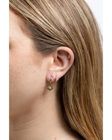 Inicio 14K Real Gold Plated Recycled Rose Quartz Charm Hoop Earrings