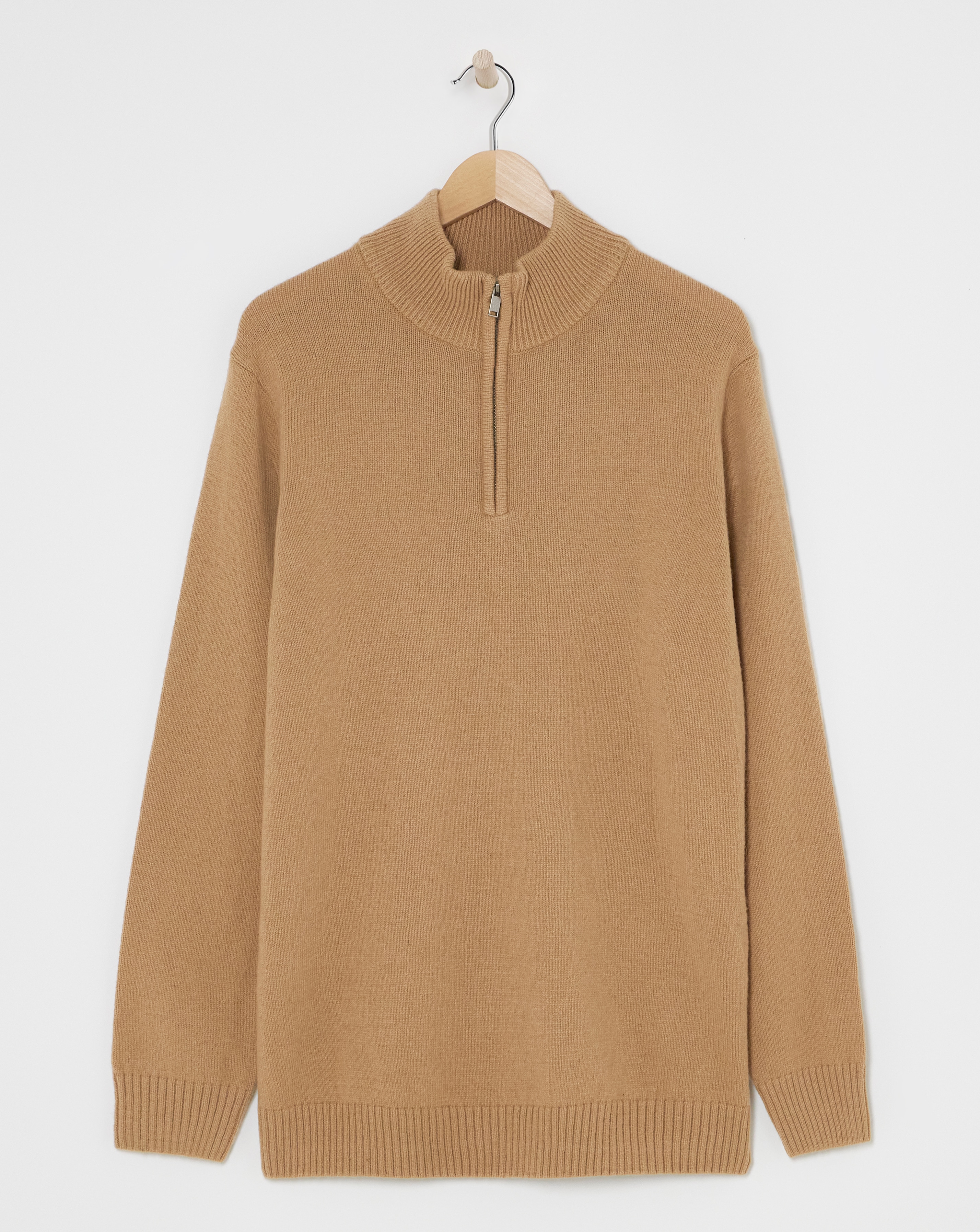 Tan Lambswool Funnel Neck