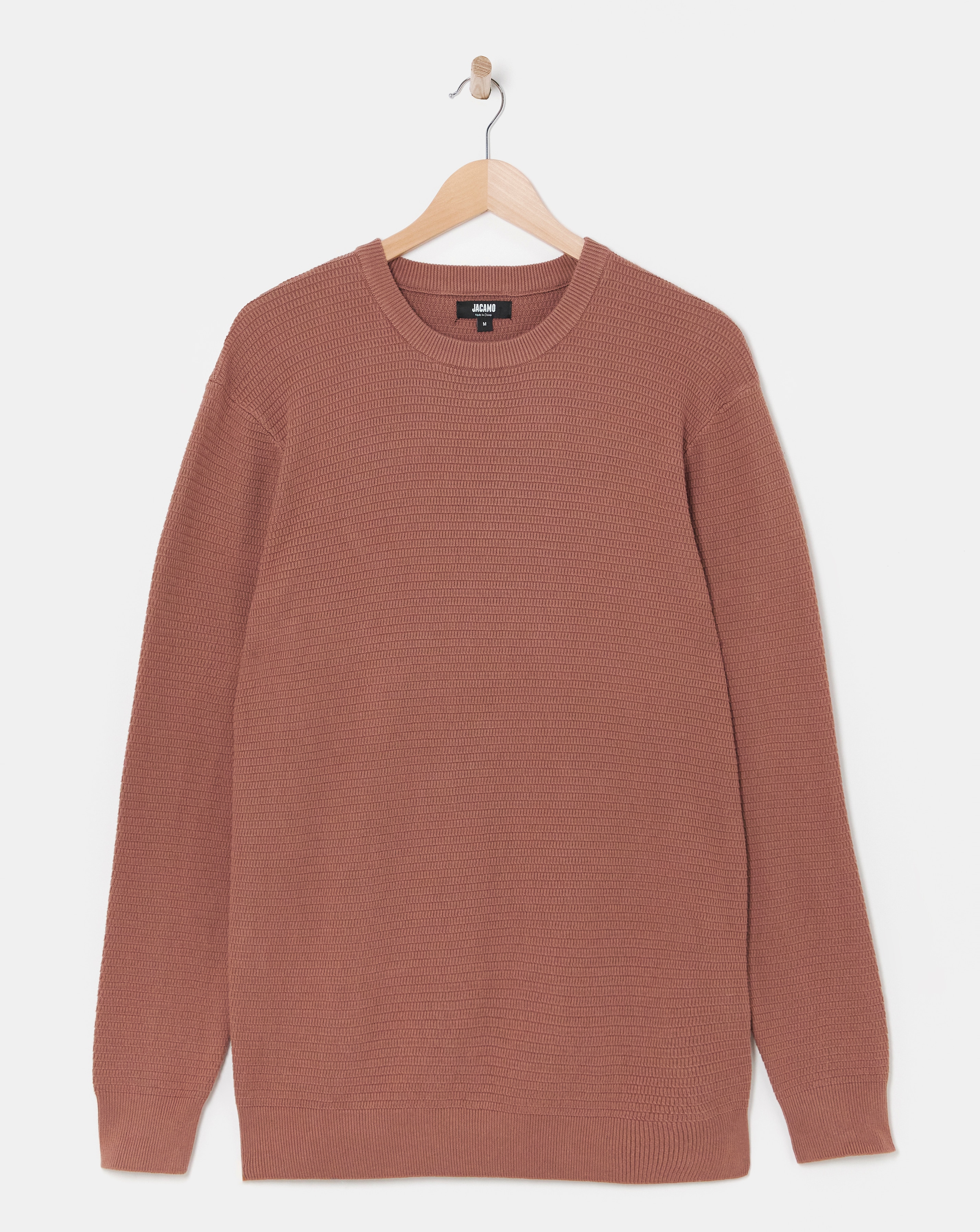 Textured Knitted Crew Neck Jumper