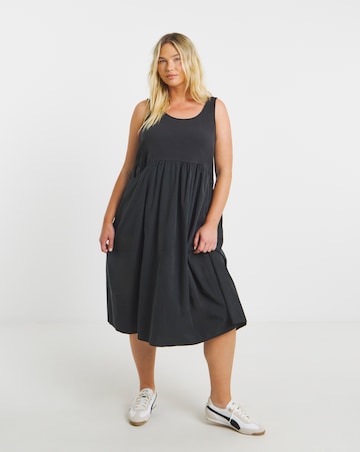 Simply Be Black Jersey Poplin Mix Sundress With Pockets