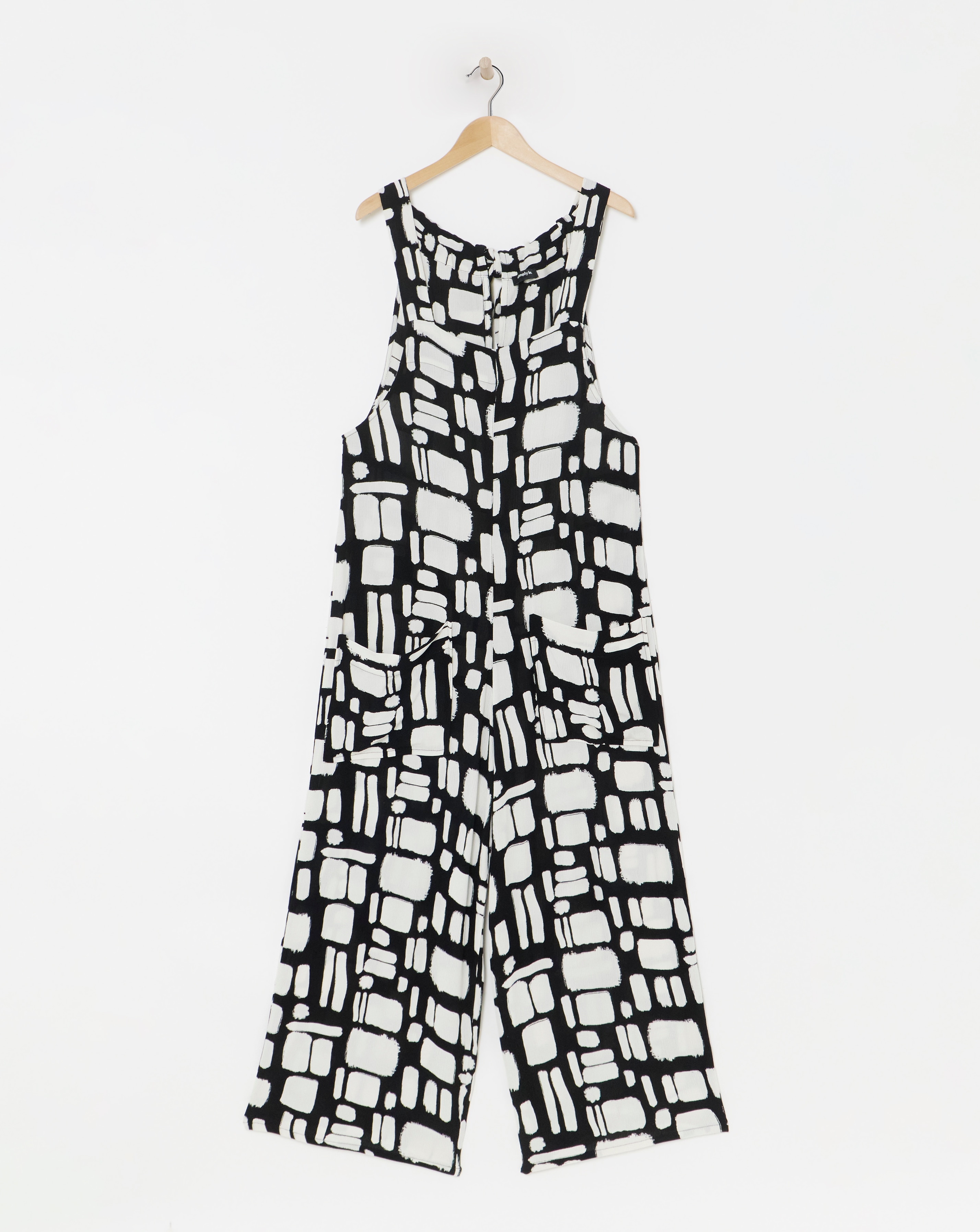 Mono Print Crinkle Wide Leg Jumpsuit