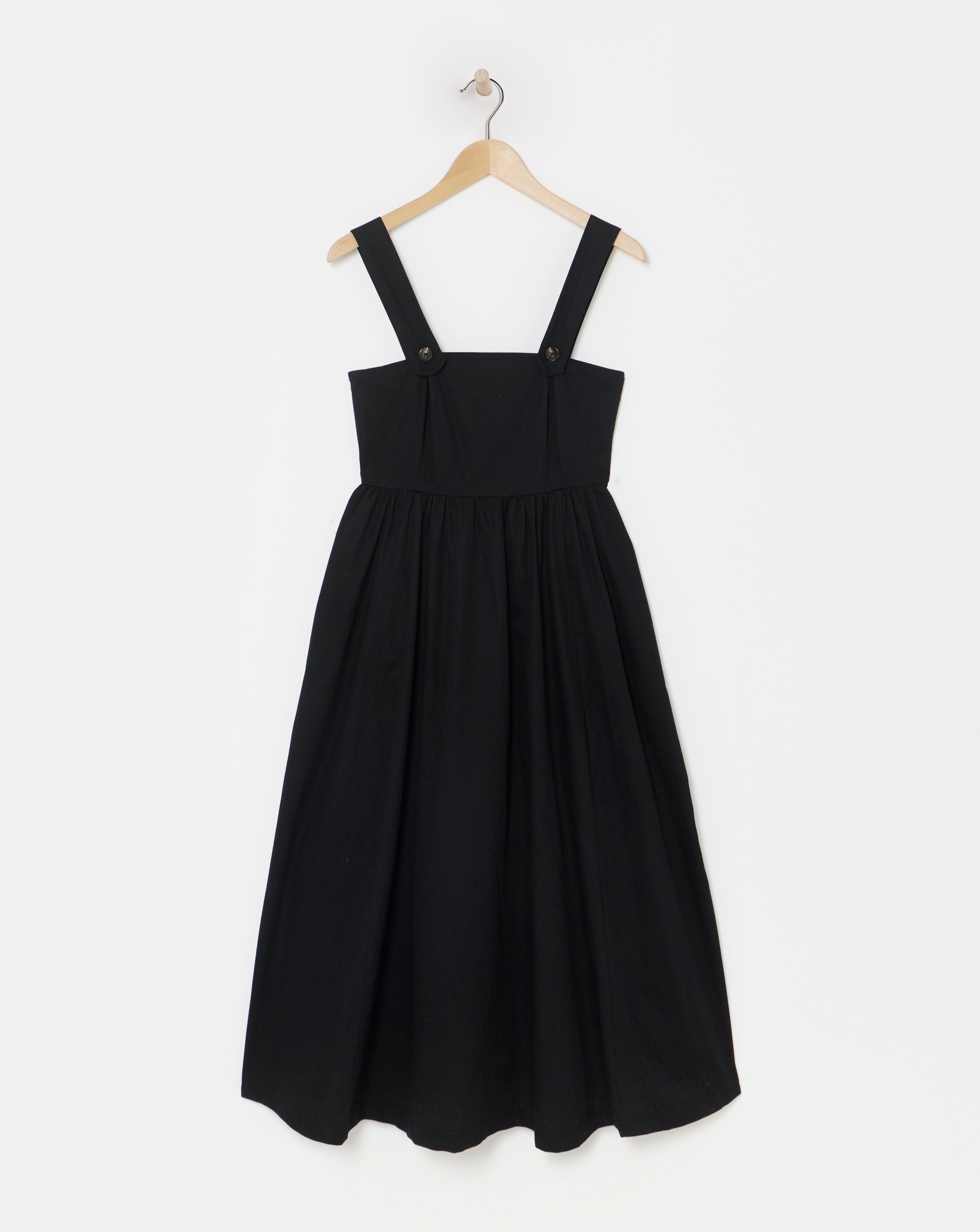Black Poplin Sundress with Pockets