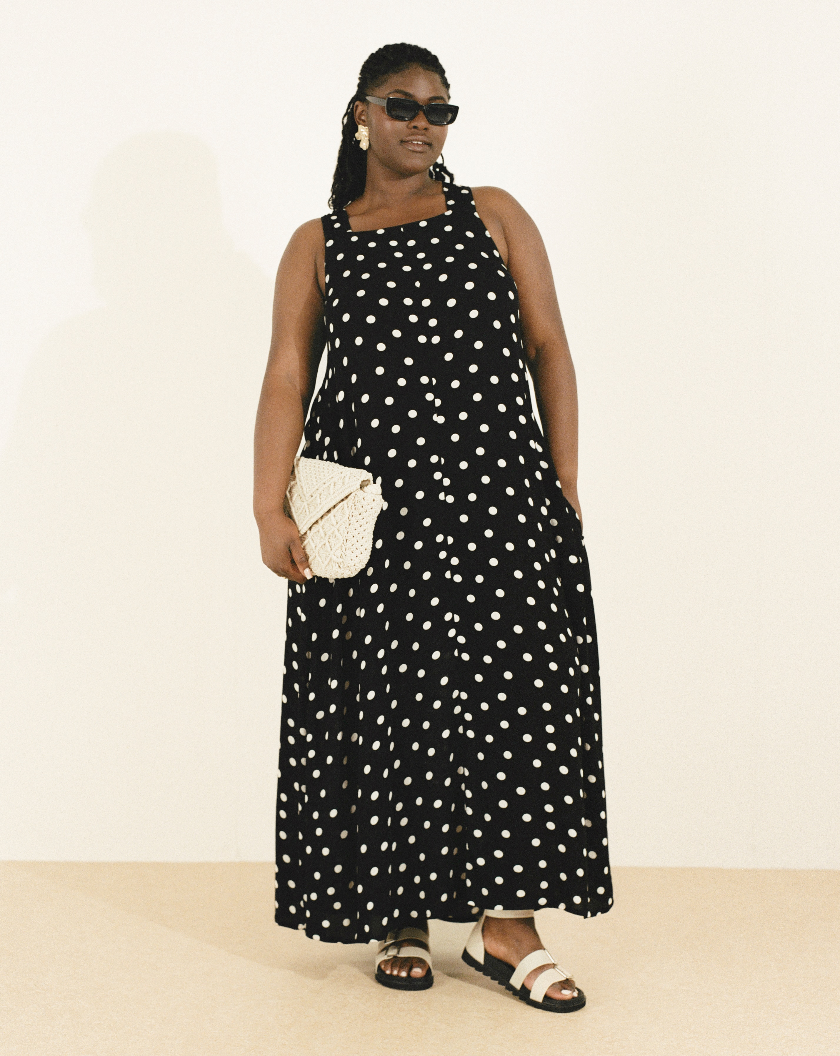 Spot Print Crinkle Trazepe Maxi Dress